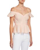 Carly Faux-wrap Off-the-shoulder Peplum Top