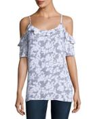 Floral-print Cold-shoulder Woven Top