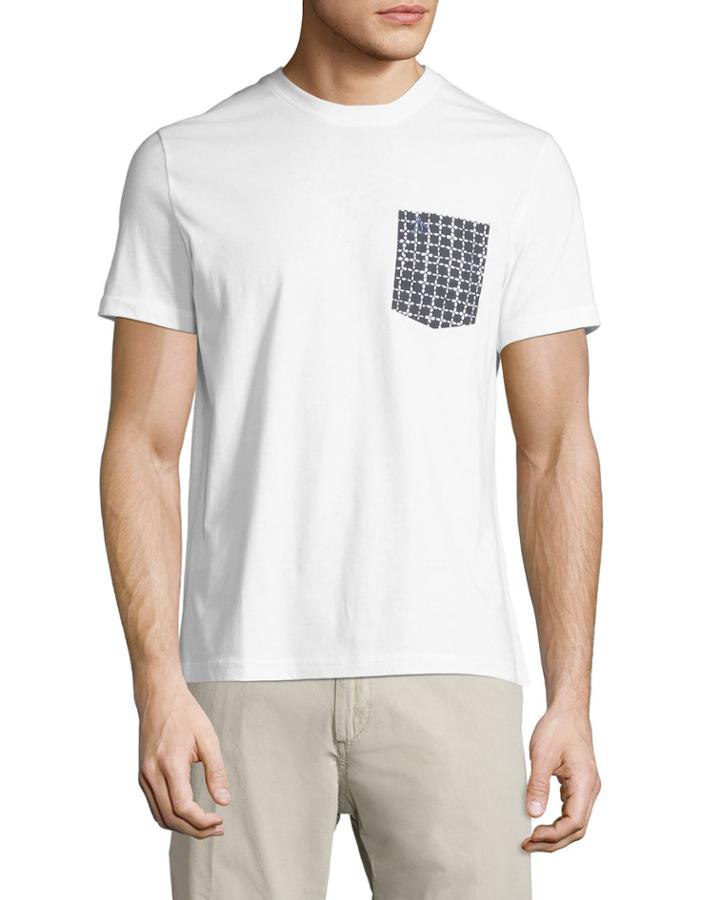 Floral-grid Pocket Tee