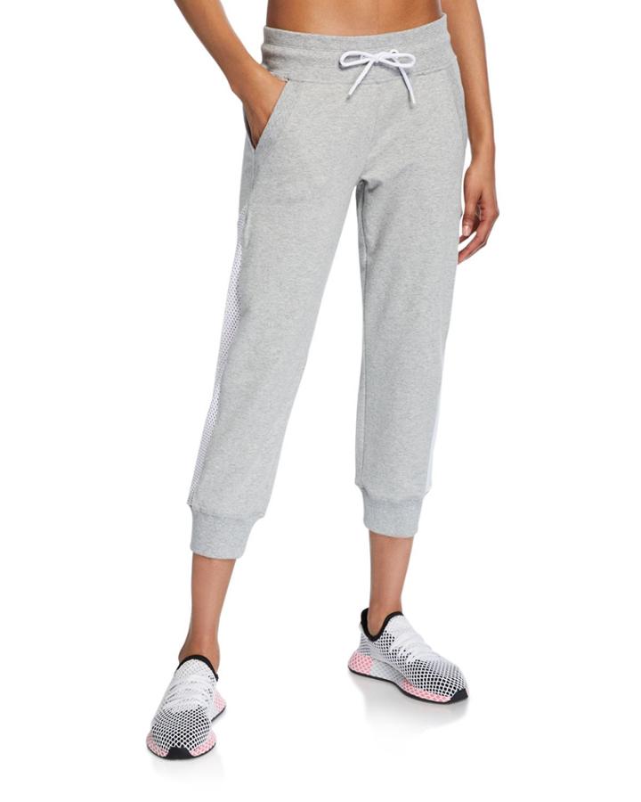 Mesh Spliced Crop Jogging Pants