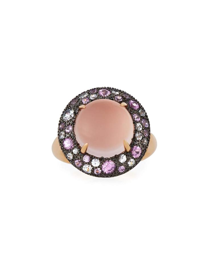 Round Quartz & Sapphire Ring,