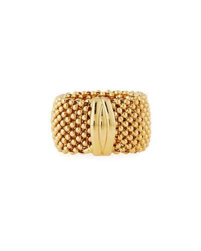 18k Yellow Gold Beaded Band Ring,
