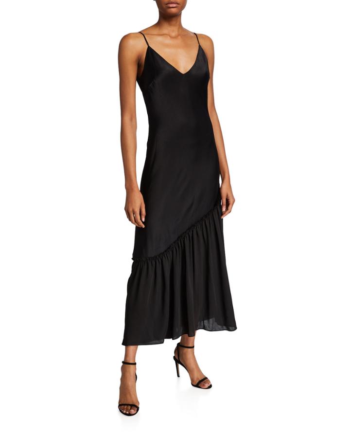 Sleeveless Satin Long