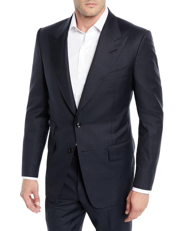 Men's Prince Of Wales Plaid Peak-lapel Two-piece
