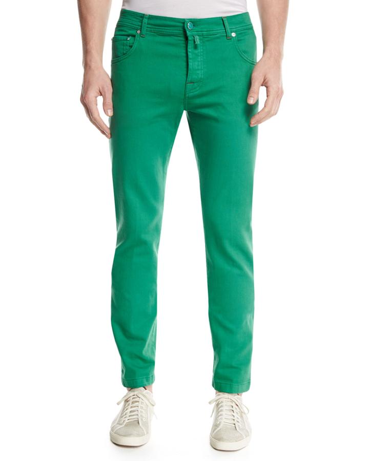 Twill Slim-straight Jeans, Green
