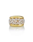 Estate 18k Yellow Gold Diamond Deco Ring,