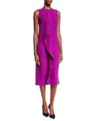 Ruffle-front Sheath Dress, Berry