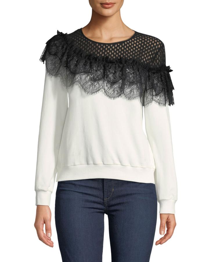 Mixed Lace Pullover