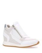 Leather Side-zip Wedge Sneakers, White