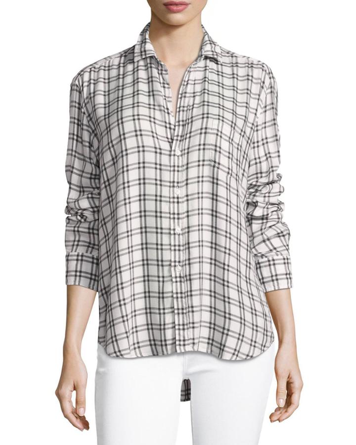 Eileen Grid-print Long-sleeve Button-front