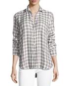 Eileen Grid-print Long-sleeve Button-front