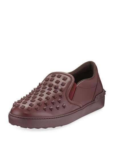 Rockstud Leather Slip-on Sneaker, Purple