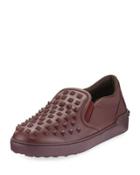 Rockstud Leather Slip-on Sneaker, Purple