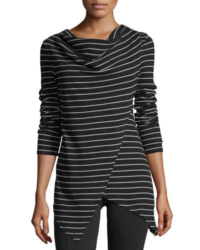 Draped Striped Thermal Tunic