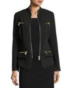 Black Lady Zip-front Blazer, Black