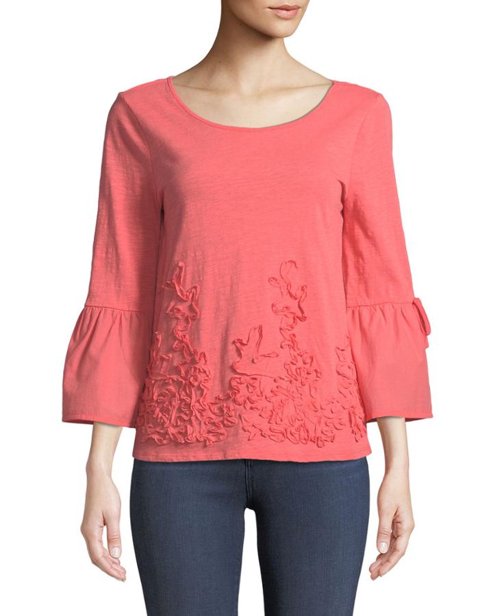 Soutache Embroidered Bell-sleeve Blouse