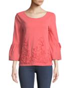 Soutache Embroidered Bell-sleeve Blouse