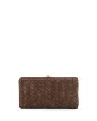 Woven Reptile Faux-leather Clutch Bag