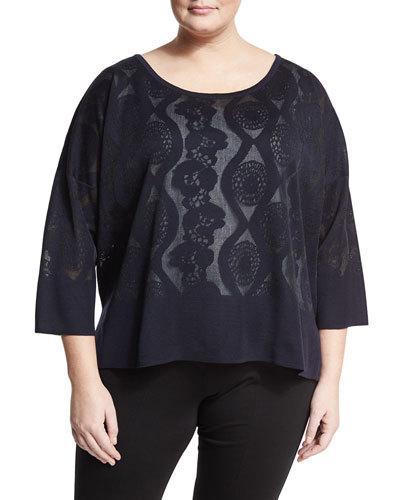 Medallion-printed Top, Blue/white,