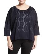 Medallion-printed Top, Blue/white,