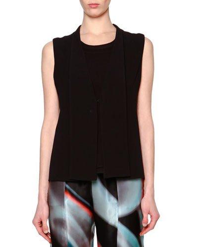 Fold-over-collar V-neck Gilet