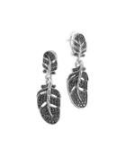 Silver Feather Lava Sapphire Gradient Drop Earrings, Black