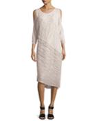 Trella Cold-shoulder Rope-trim Knit Dress