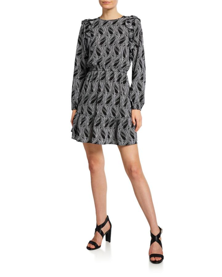 Printed Peasant Ruffle Flare Dress
