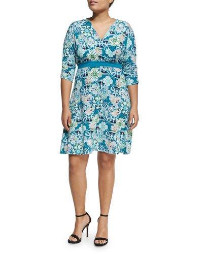 Clara Faux-wrap Dress, Green,