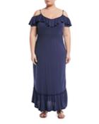 Cold-shoulder Flutter-sleeve Maxi Dress,