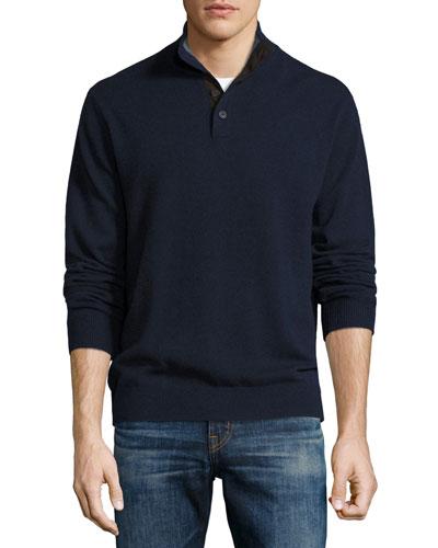Cashmere Button-neck Sweater,