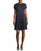 Short-sleeve Sequined Cocktail Dress