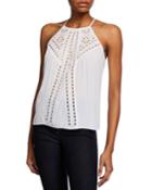 Carolyn High-neck Embroidered Top
