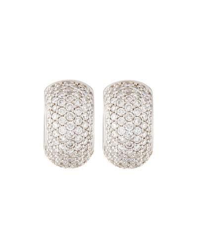 18k White Gold Diamond Huggie Earrings