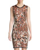 Sleeveless Animal-print Jacquard Cocktail Dress