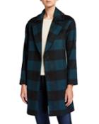 Check-print Wool-blend Coat