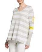 Beach Stripe V-neck Raglan-sleeve