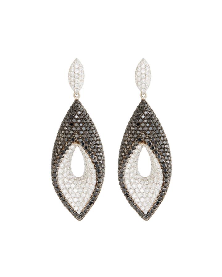 18k White Gold Fantasia Two-tone Diamond Earrings