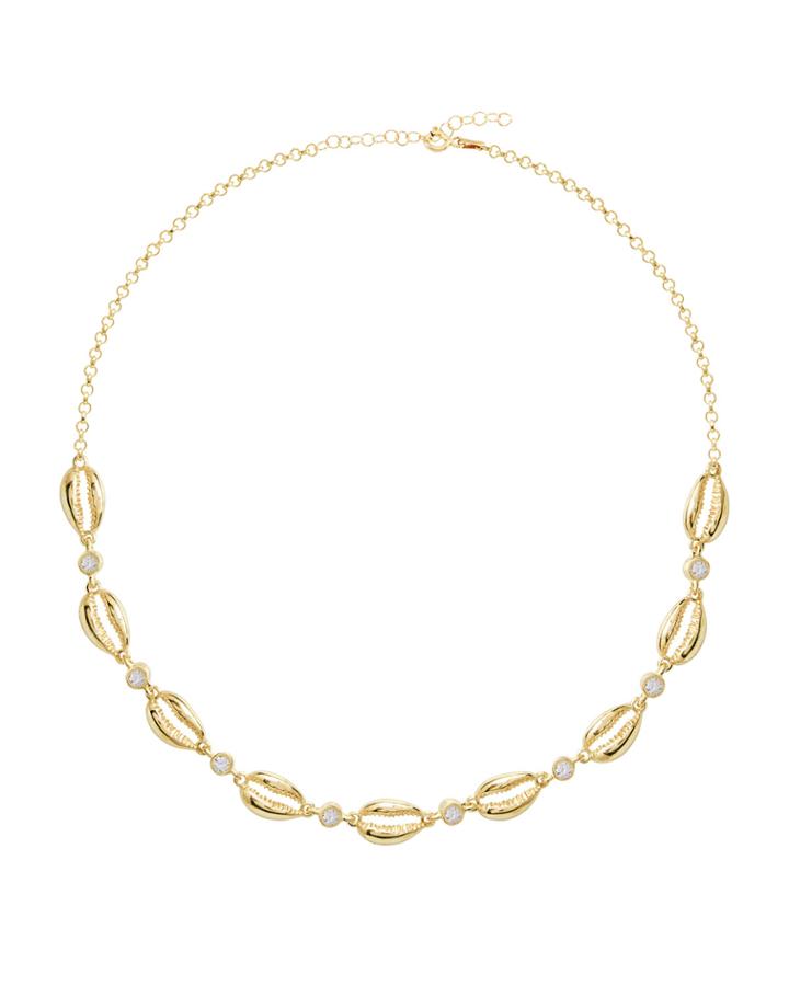 Cowry Crystal Bezel Choker Necklace