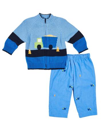 Dump Truck Zip-up Sweater W/ Matching Pants,