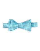 Crowded-dot Silk Bow Tie, Aqua