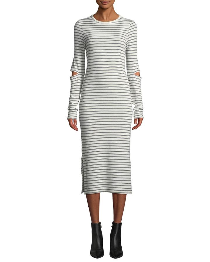 The Quince Striped Cutout Long-sleeve