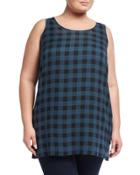Buffalo Check-printed Silk Tunic, Blue,