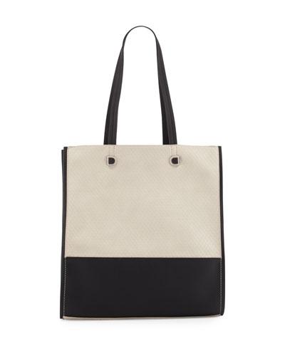 Cove Pebbled Faux-leather Tote Bag, Beige/black