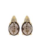 18k Yellow Gold Diamond Quartz Huggie Earrings