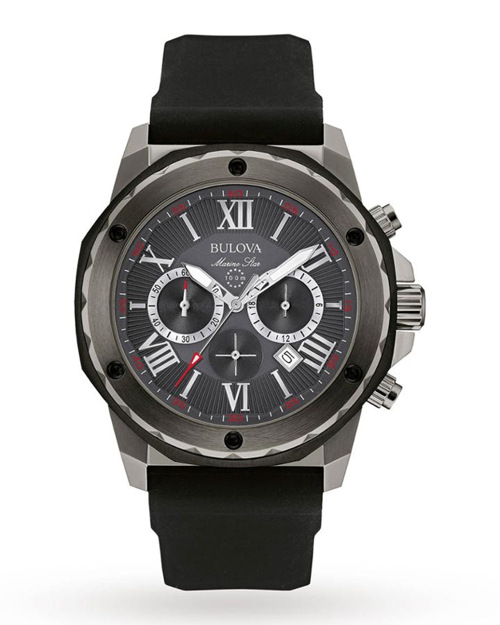44mm Men's Marine Star Rubber Watch, Black