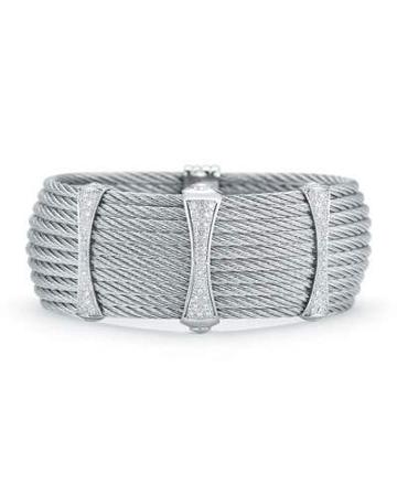 10-row Cable Cuff Bracelet W/ Pave Diamond