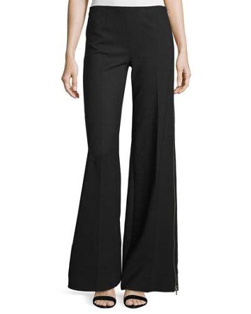 Wide-leg Side-zip Pants, Onyx