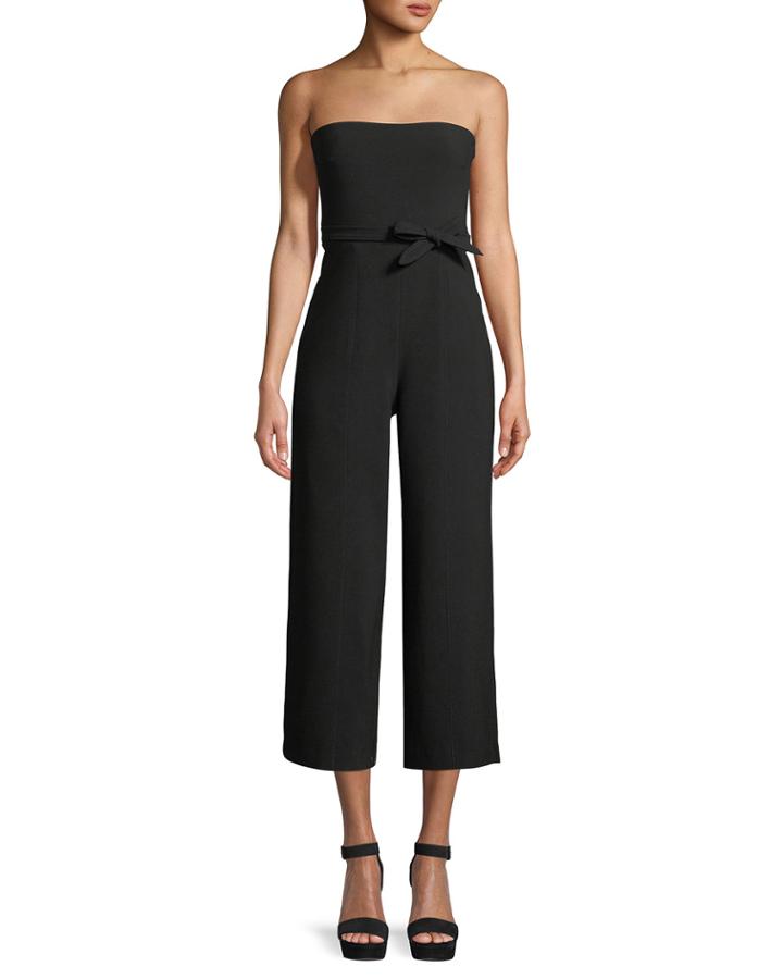 Isla Strapless Tie-waist Cropped Jumpsuit