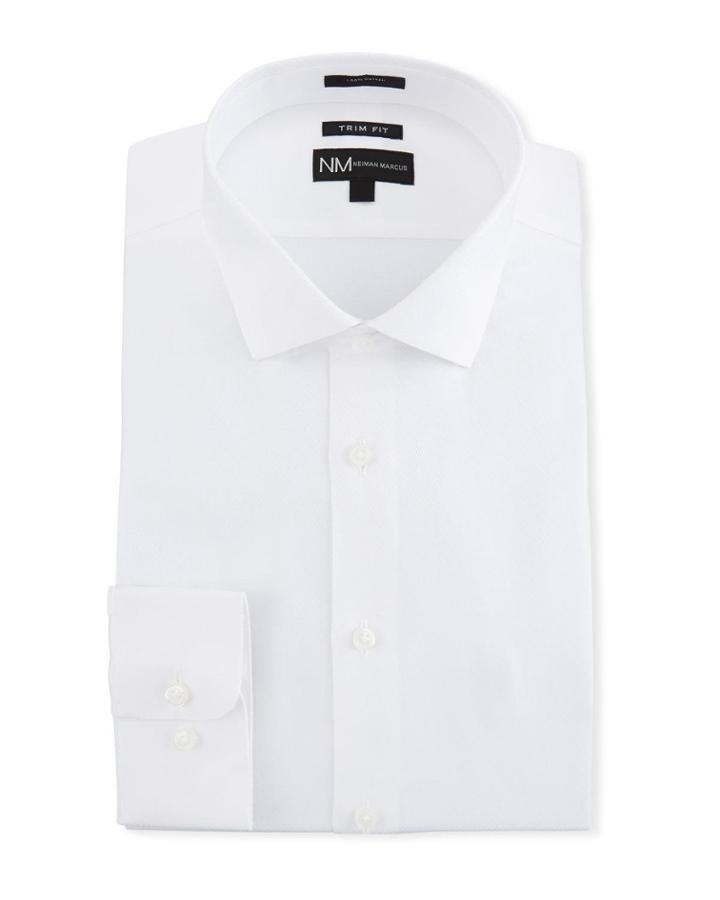 Men's Trim-fit Regular-finish Dobby Textured Dress